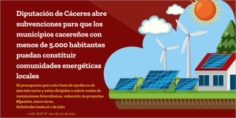 Ayudas para fomentar las comunidades energéticas en pequeños municipios de Cáceres