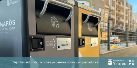 El Ayuntamiento de Vinaròs incorpora nuevas papeleras compactadoras con energía solar