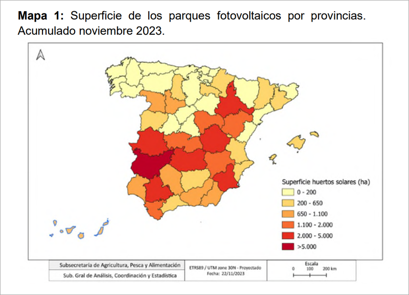 Mapa del Ministerio de Agricultura, Pesca y Alimentación.