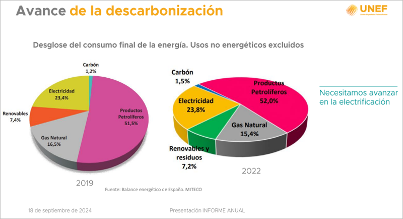 Gráfico del informe anual de UNEF.