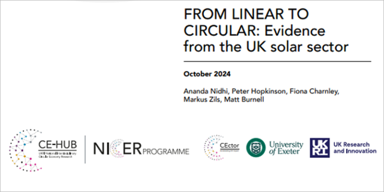 Informe de la economía circular en la industria fotovoltaica de Reino Unido.