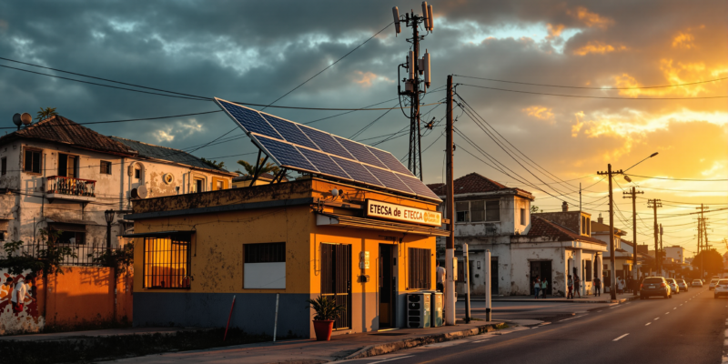Paneles solares donados por China para telecomunicaciones y Nauta Hogar en Cuba durante apagones prolongados.